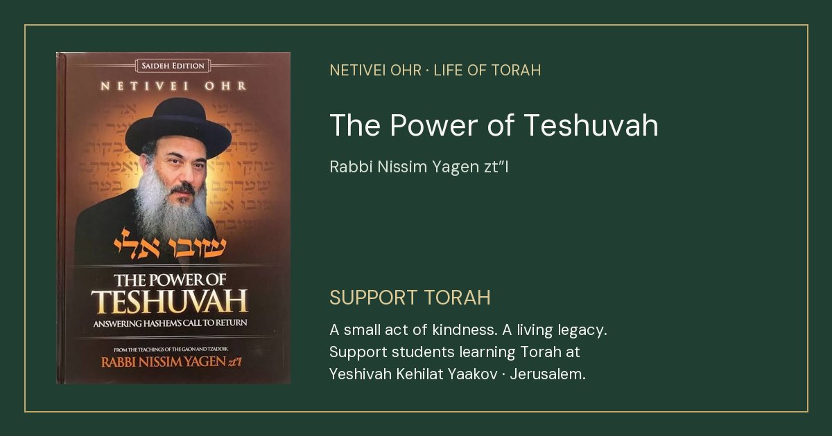 The Power of Teshuvah cover — Support Torah at Yeshivah Kehilat Yaakov